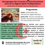 Journée d’échange sur des parcours de « pieds rouges » en Algérie à Lyon – 16 janvier